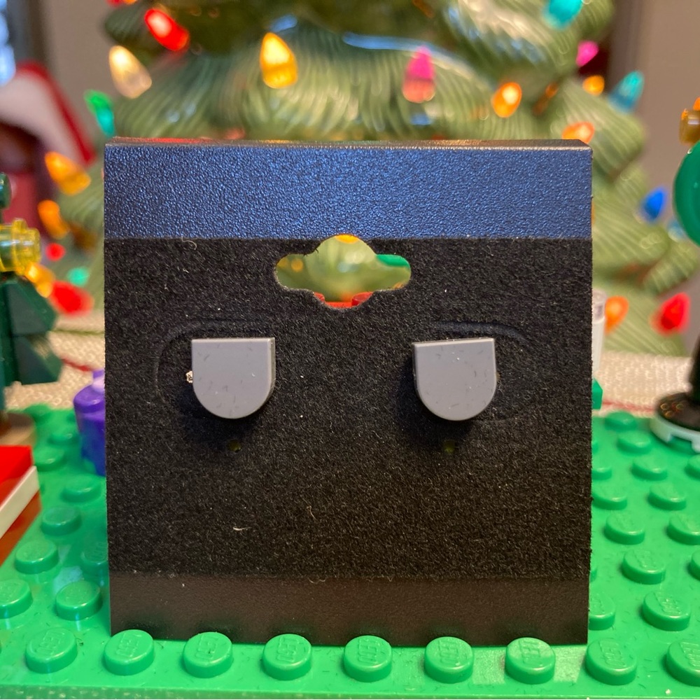 Dark Gray Lego Stud Earrings (Drop)